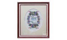 กรอบรูปใส่ผ้าปัก กรอบรูปตัดเจาะแมทเป็นวงรี